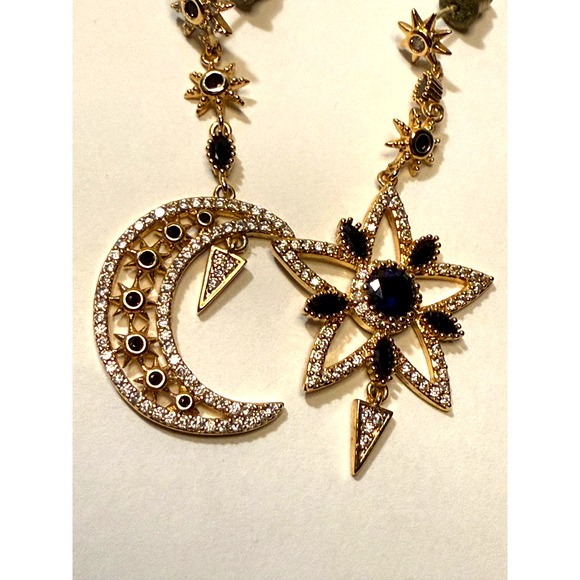 Star and Moon Eye Candy LA Luxe Collection 18K Gold Plated CZ Drop Earrings - Picture 5 of 6